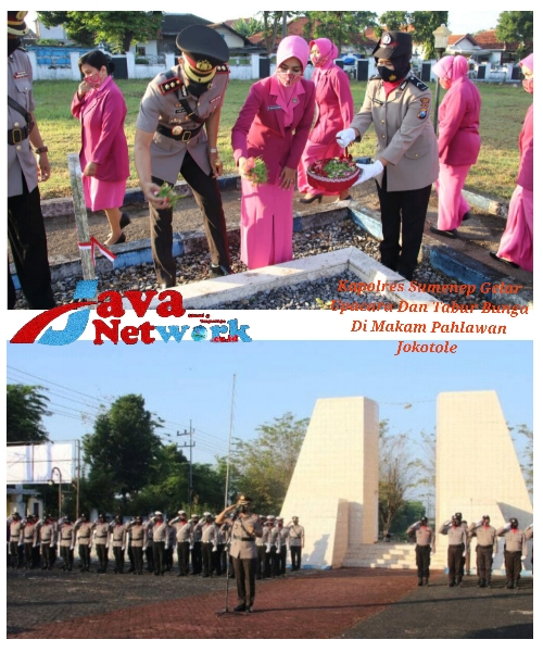 Kapolres Sumenep AKBP Rahman Wijaya SIK SH MH Saat Tabur Bunga Di Makam Pahlawan Jokotole Dan Upacara Gelar Ziarah