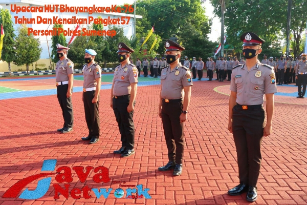 Upacara HUT Bhayangkara Ke-76 Tahun Serta Upacara Kenaikan Pangkat Anggota Polres Sumenep