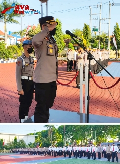 Kapolres Sumenep AKBP Edo Satya Kentriko SH SIK MH Saat Pimpin Apel Pagi Di Halaman Polres Sumenep