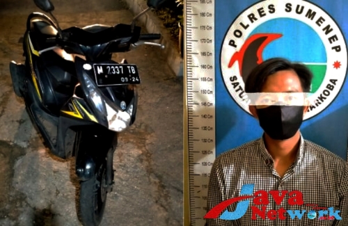 Pelaku HR Bersama Barang Bukti dan Sepeda Motor Yang Dikendarainya 