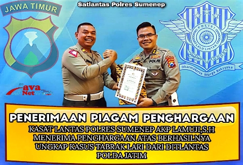 Kasat Lantas Polres Sumenep AKP Lamudji SH Saat Menerima Penghargaan Dari Dirlantas Polda Jatim