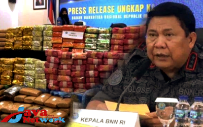 Kepala BNN RI Komjen Polisi Petrus Richard Golose dan Barang Bukti Yang Berhasil Diamankan 
