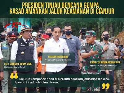 Presiden Jokowi Didampingi Kasad Meninjau Lokasi Gempa di Desa Cugenang, Cianjur, Jawa Barat