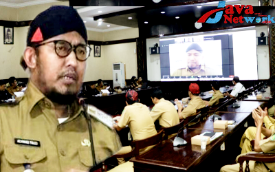 Bupati Sumenep Ra Achmad Fauzi, S.H.,M.H. Saat High Level Meeting Secara Virtual Dalam Pengendalian Inflasi Daerah