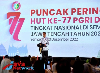 Presiden Jokowi Saat Memberikan Sambutan Pada HUT ke-77 PGRI dan HGN Tahun 2022