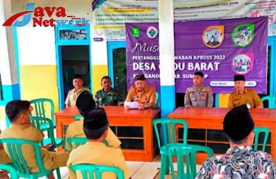 Babinsa Ikuti Rapat Evaluasi ADD Bersama Forkopimka di Desa Gadu Barat Kecamatan Ganding
