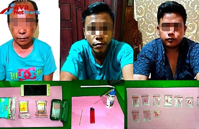 Ketiga Pelaku dan Barang Bukti Yang Berhasil Diamankan Polsek Bluto Dan Satresnarkoba Polres Sumenep