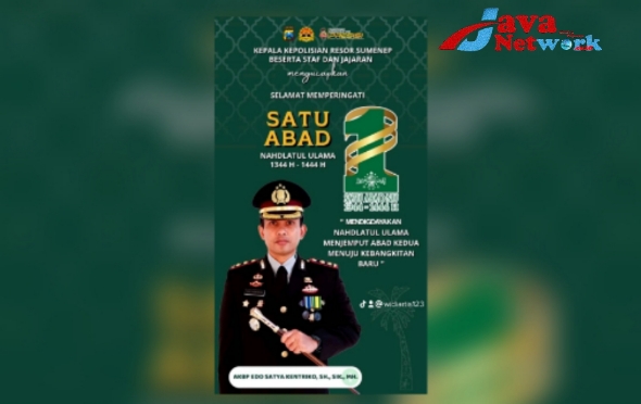Pamflet Kapolres Sumenep Dan Jajaran Mengucapkan Selamat Peringati Harlah 1 Abad NU