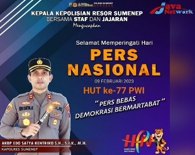 Pamflet Ucapan Kapolres Sumenep Beserta Jajaran Dalam Rangka Peringati HPN ke-77 Tahun