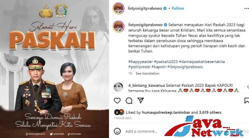 Tangkapan Layar Ucapan Kapolri Jenderal Polisi Drs Listyo Sigit Prabowo MSi di Akun Instagram Pribadi Kapolri Pada Umat Kristiani di Hari Raya Paskah