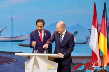 Presiden Jokowi meresmikan pembukaan Paviliun Indonesia di Hannover Messe 2023, Jerman, Senin (17/4/2023). (Foto: BPMI Setpres)
