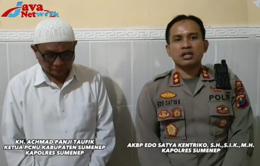 Kapolres Sumenep AKBP Edo Satya Kentriko, SH, SIK, MH Saat Menyambangi Kediaman Ketua PCNU Cabang Sumenep KH Achmad Panji Taufik di Kecamatan Guluk-Guluk