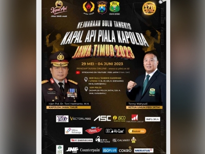 Pamflet Polda Jatim Gelar Kejurprov Bulutangkis Kapolda Cup II 2023