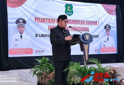 Bupati Sumenep Ra Achmad Fauzi, SH, MH Saat Memberikan Sambutan Pada Kegiatan Pelantikan dan Pengambilan Sumpah Janji ASN 