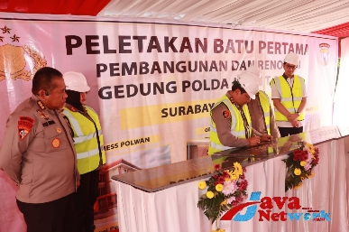 Kapolda Jatim Letakan Batu Pertama Pembangunan Asrama Polwan Sawitri