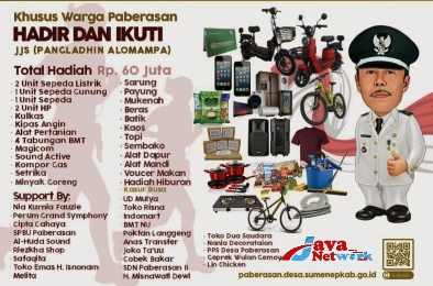 Pamflet Kades Paberasan, Rachman Saleh, SE Bersama Puluhan Hadiah Doorprize Dan Hadiah Utama