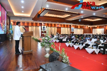 Bupati Achmad Fauzi Wongsojudo, SH, MH Saat Memberikan Sambutan Pada Acara Mou Uniba Madura Bersama BPIP dan LPSK, Rabu (23/08/2023)