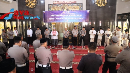 Suasana Polres Sumenep pada Kegiatan Tasyakuran dan Peringatan HUT Lalu Lintas ke-68 di Masjid Walisongo Polres Sumenep, Senin (25/09/2023)
