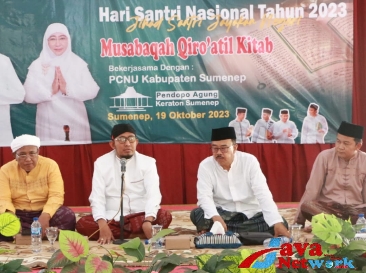 Bupati Achmad Fauzi Wongsojudo, SH, MH Saat Memberikan Sambutan Pada Pembukaan Lomba Musabaqoh Qiro'atil Kitab di Pendopo Agung Keraton Sumenep, Kamis (19/10/2023)