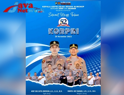 Pamflet Ucapan Selamat HUT Korpri ke-53 Kapolres Sumenep AKBP Edo Satya Kentriko, SH, SIK, MH Beserta Jajaran Polres Sumenep