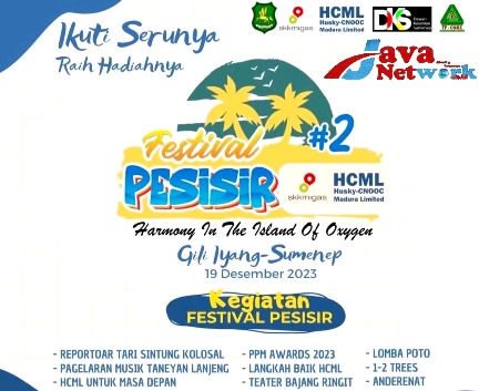 Pamflet Festival Pesisir Yang digelar Besok di Pulau Gili Iyang Kecamatan Dungkek, Kabupaten Sumenep, Madura, Jawa Timur Besok 19 Desember 2023