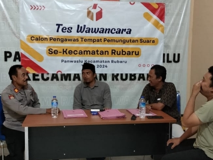 Situasi Silaturahmi Kapolsek Rubaru, AKP Suparjiyo, SH Saat Mengunjungi Kantor Panwascam Rubaru, Kamis (18/01/2024)