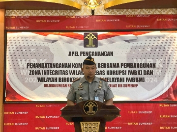 Kepala Rutan Sumenep Kanwil Kemenkumham Jawa Timur, Ridwan Susilo, Amd, IP, MM Saat Memberikan Sambutan 