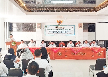 Suasana Kementerian Agama Kabupaten Sumenep Saat Menggelar Sosialisasi Aplikasi Srikandi di Aula PLHUT Kemenag Sumenep, Selasa (30/01/2024)