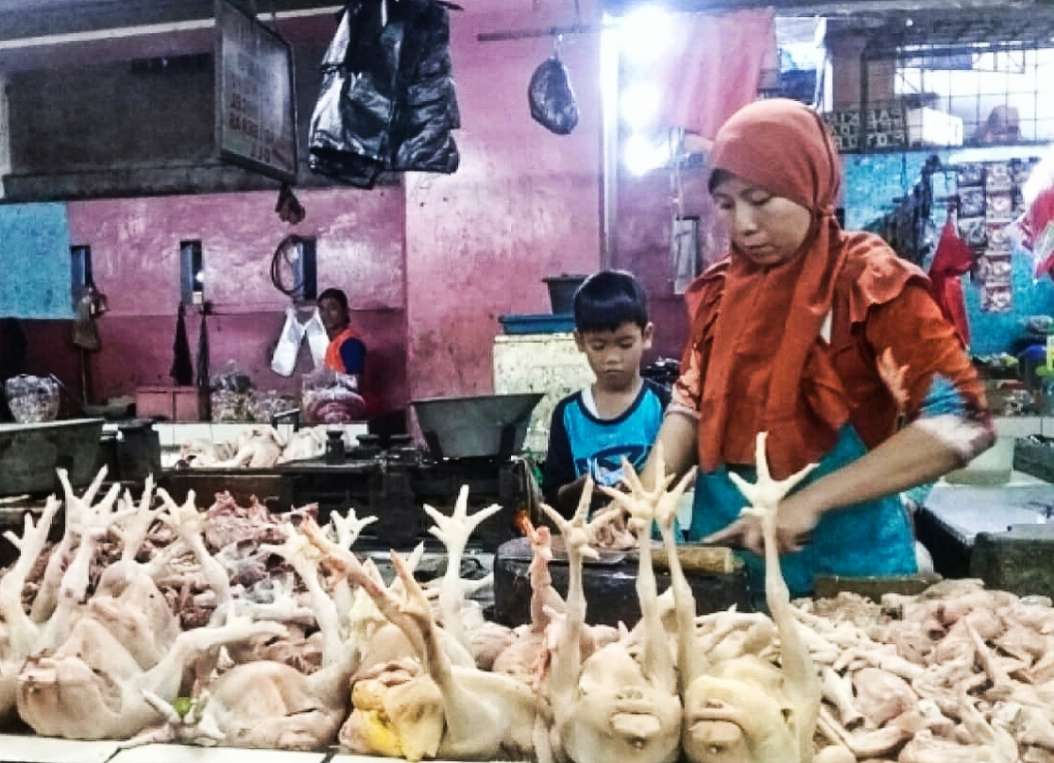 Endang Salah Satu Pedagang Daging Ayam Asal Desa Pamolokan Kecamatan Kota Sumenep