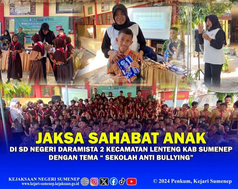 Pamflet Jaksa Masuk Sekolah di SDN Daramista II Kecamatan Lenteng Kabupaten Sumenep Madura Jawa Timur, Jum'at (31/05/2024)
