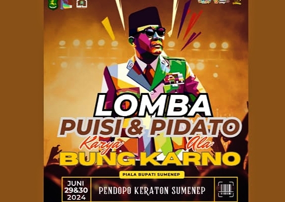 Pamflet IWO Sumenep Bakal Gelar Lomba Baca Puisi Karya dan Pidato Ala Bung Pada Tanggal 29 Juni 2024 Mendatang