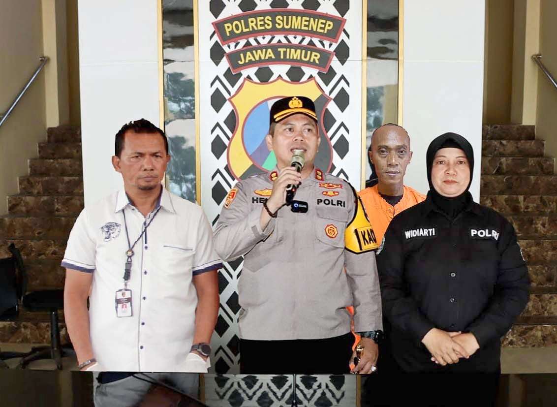 Kapolres Sumenep AKBP Henri Noveri Santoso, SH, SIK, MM Didampingi Kasi Humas AKP Widiarti, SH dan Kanit Resmob Satreskrim Polres Sumenep IPDA M. Syirat SH