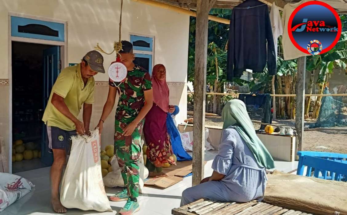 Bantu Kesulitan Warga, Satgas TMMD Kodim 0827/Sumenep Bantu Timbang Hasil Panen, Jum'at (16/08/2024)