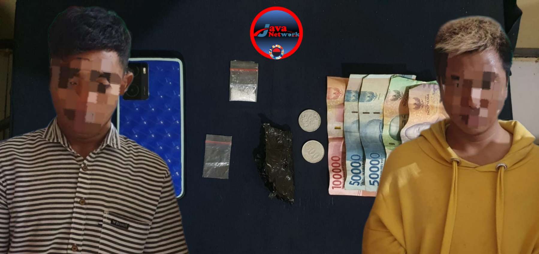 Pelaku Kurir Narkotika Beserta Barang Bukti Yang Diamankan Satresnarkoba Polres Sumenep