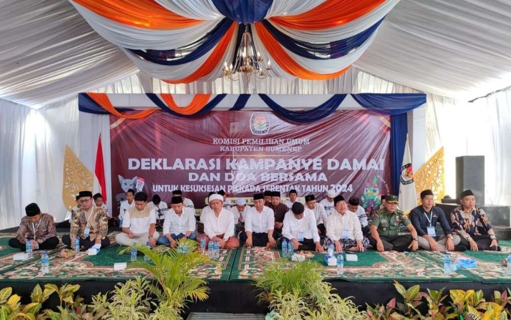 Suasana Doa Bersama dan Deklarasi Kampanye Damai Pilkada Serentak 2024 digelar KPU Sumenep, Selasa (24/09/2024)