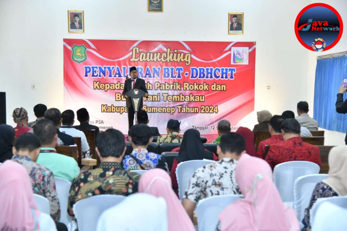Bupati Sumenep Dr H. Achmad Fauzi Wongsojudo, SH, MH Saat Memberikan Sambutan di Acara Peluncuran Penyaluran BLT DBHCHT Tahun 2024