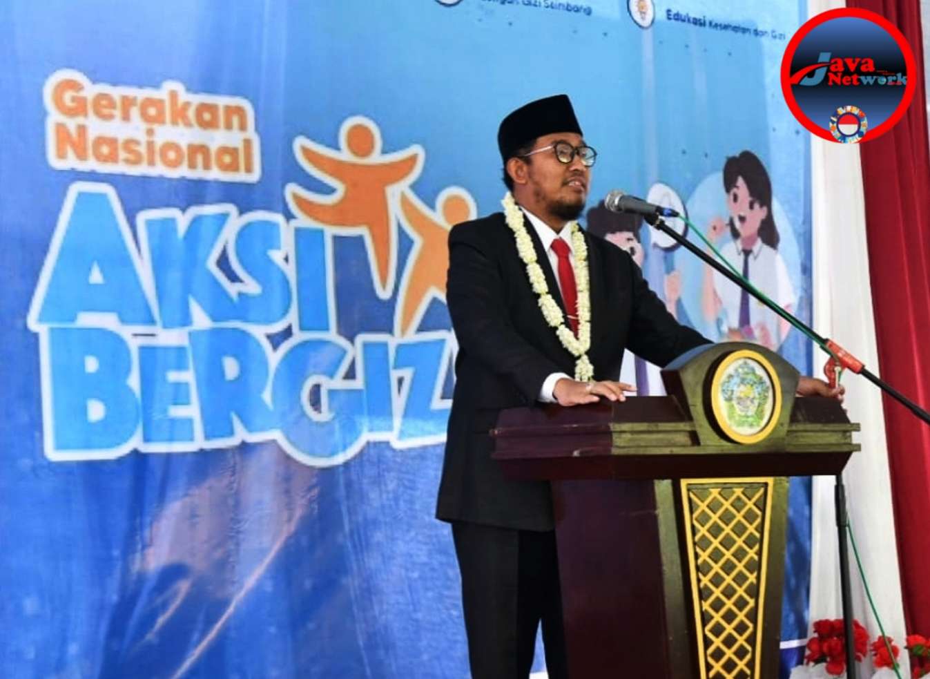 Bupati Sumenep Dr H Achmad Fauzi Wongsojudo, SH, MH Saat Memberikan Sambutan di Acara Dinkes P2KB Gelar Aksi Bergizi 