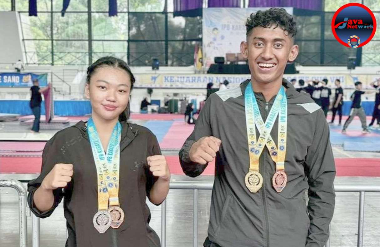 Raden Mohammad Bagus meraih Medali Emas dan Eriesta Indah Elsa meraih Medali Perak di Kejuaraan IPB Karate Cup VII 2024
