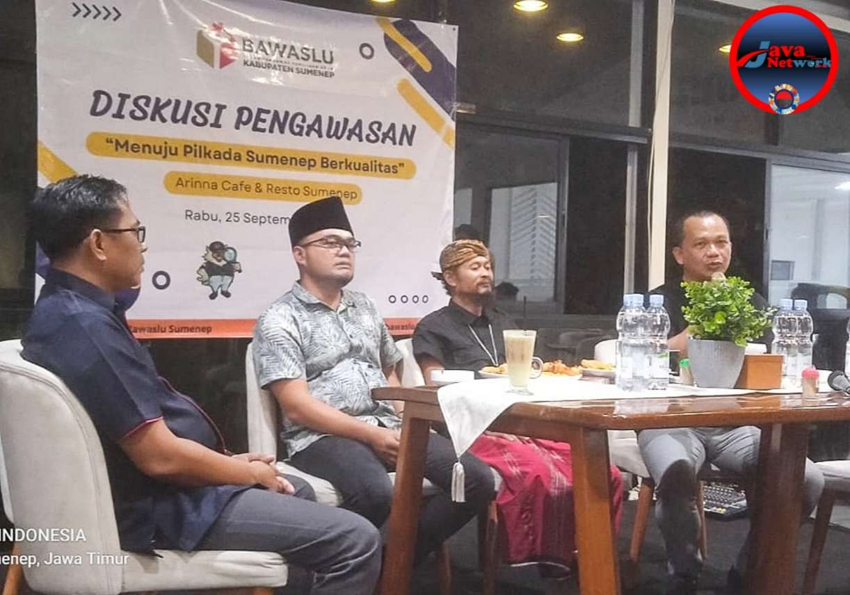 Ketua Bawaslu Kabupaten Sumenep Achmad Zubaidi saat memberikan sambutan pada Diskusi Pengawasan Menuju Pilkada 2024 Berkualitas