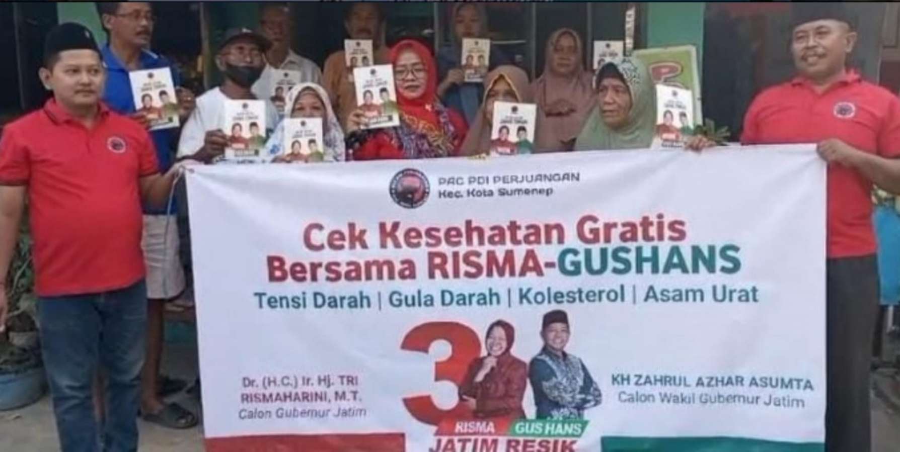 PAC PDI-P Kota Sumenep Blusukan Berikan Tes Kesehatan Gratis Kepada Warga Pabian