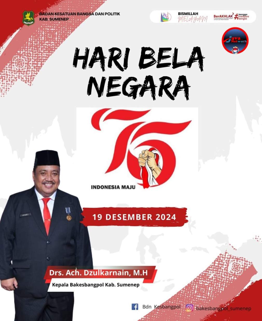 Ucapan Selamat Hari Bela Negara ke-76 Kepala Bakesbangpol Kabupaten Sumenep Drs. Achmad Zulkarnain MH
