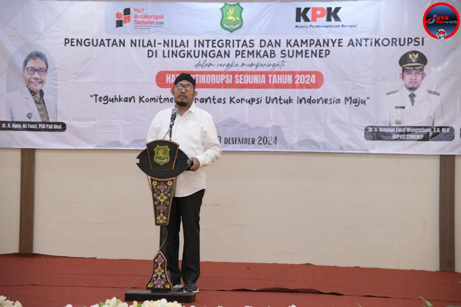 Bupati Sumenep Achmad Fauzi Wongsojudo Saat Memberikan Sambutan di Acara Harkodia 2024, Senin 23 Desember 2024