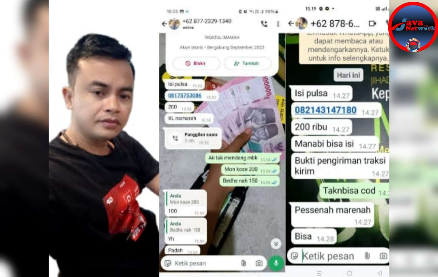 Foto Screenshot Modus Minta Pulsa Yang Terjadi Pada Warga di Desa Mandala Rubaru