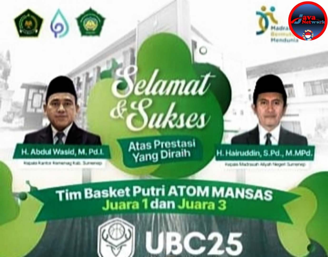 Pamflet Ucapan Kemenangan Tim Basketball MAN Sumenep di Basketball Competition UNIBA 2025