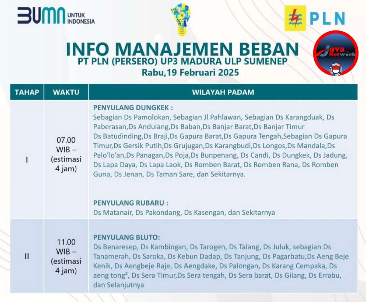 Pamflet Pemadaman Sementara oleh PLN ULP Sumenep 
