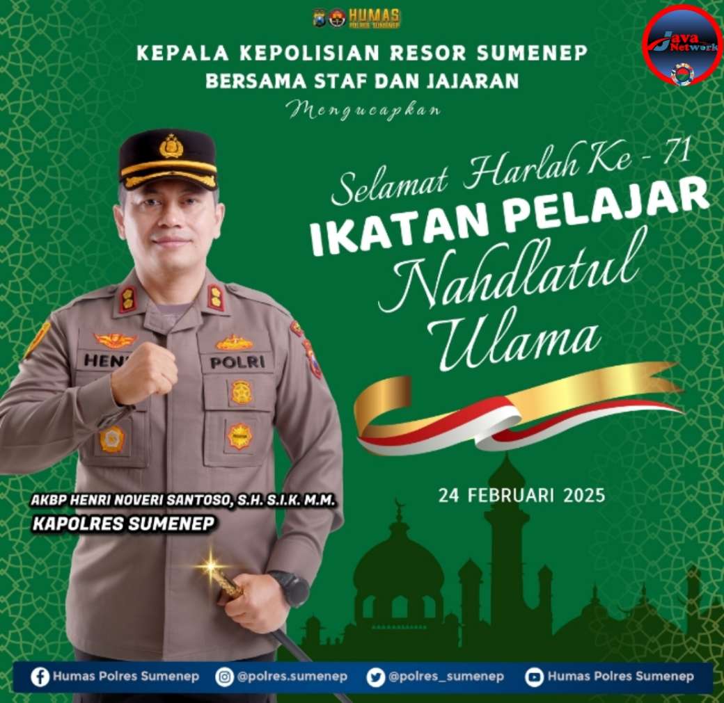 Pamflet Ucapan Kapolres Sumenep AKBP Henri Noveri Santoso, SH, SIK, MM Pada Peringatan IPNU Tahun 2025