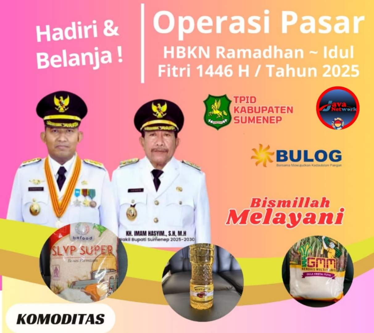 Pamflet Pemkab Gelar Operasi Pasar Di Mulai Dari Kecamatan Bluto Besok Selasa (04/03/2025)