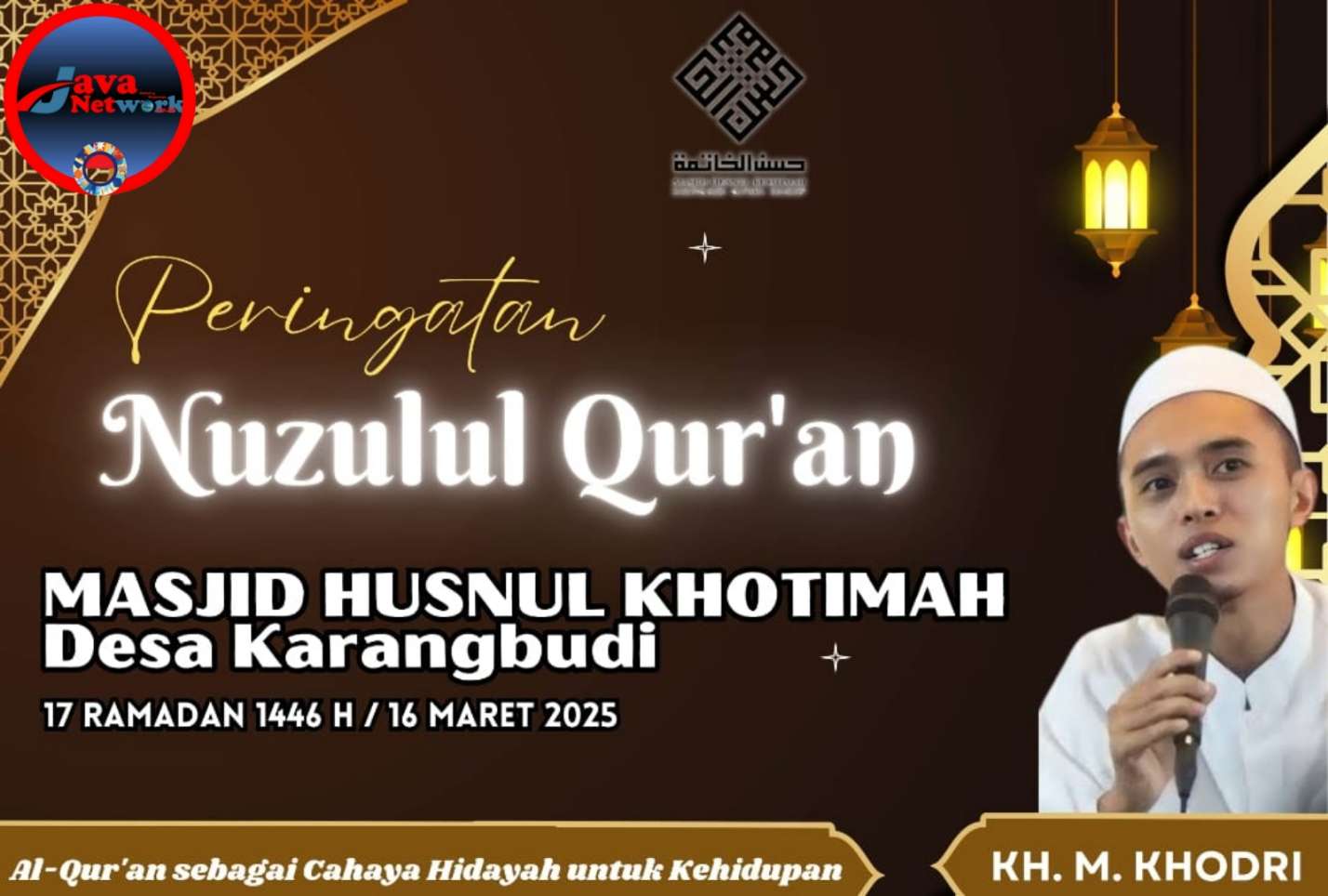 Pamflet Peringatan Hari Nuzulul Qur'an di Masjid Husnul Khotimah Desa Karang Budi Kecamatan Gapura 