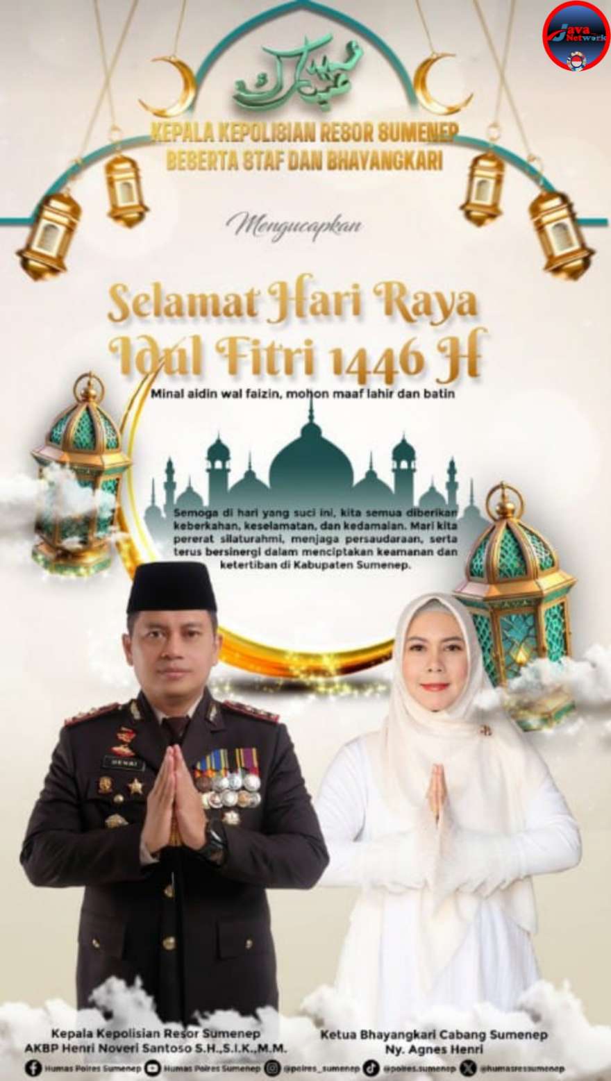 AKBP Henri Noveri Santoso dan Bhayangkari Sumenep Sampaikan Pesan Damai di Hari Kemenangan