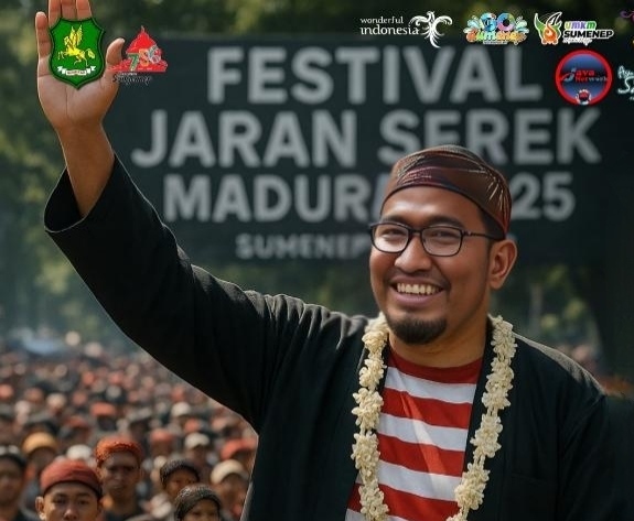 Pamflet Bupati Sumenep Achmad Fauzi Wongsojudo dan Festival Jeren Serek Madura 2025